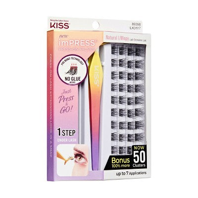 KISS Products imPRESS Pestañas Postizas Adhesivas Naturales y Tupidas 50 unidades - Nuevo