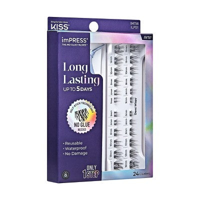 KISS Products imPRESS Pestañas Postizas Adhesivas de Larga Duración Demi Wispy 25 unidades - Caja Imperfecta