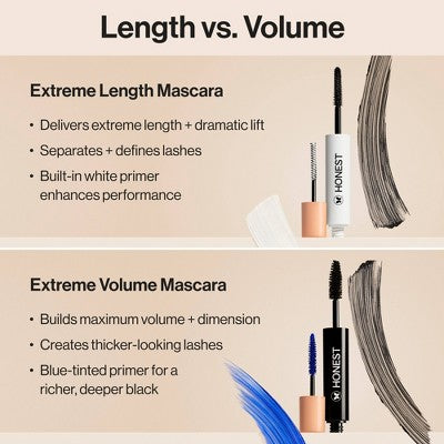 Honest Beauty Extreme Length Máscara de Pestañas y Prebase 2 en 1 0.27 fl oz - Caja Imperfecta