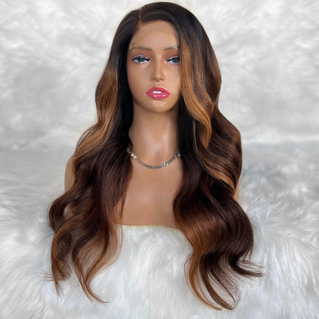 Peluca con cierre de cabello humano 100 % Raw Giselle sin pegamento 5x5 HD Lace, coloreada profesionalmente