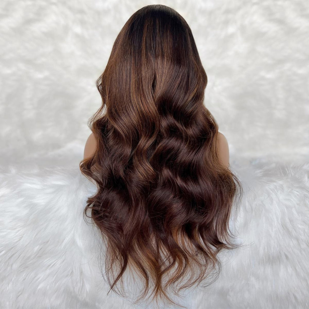 Peluca con cierre de cabello humano 100 % Raw Giselle sin pegamento 5x5 HD Lace, coloreada profesionalmente