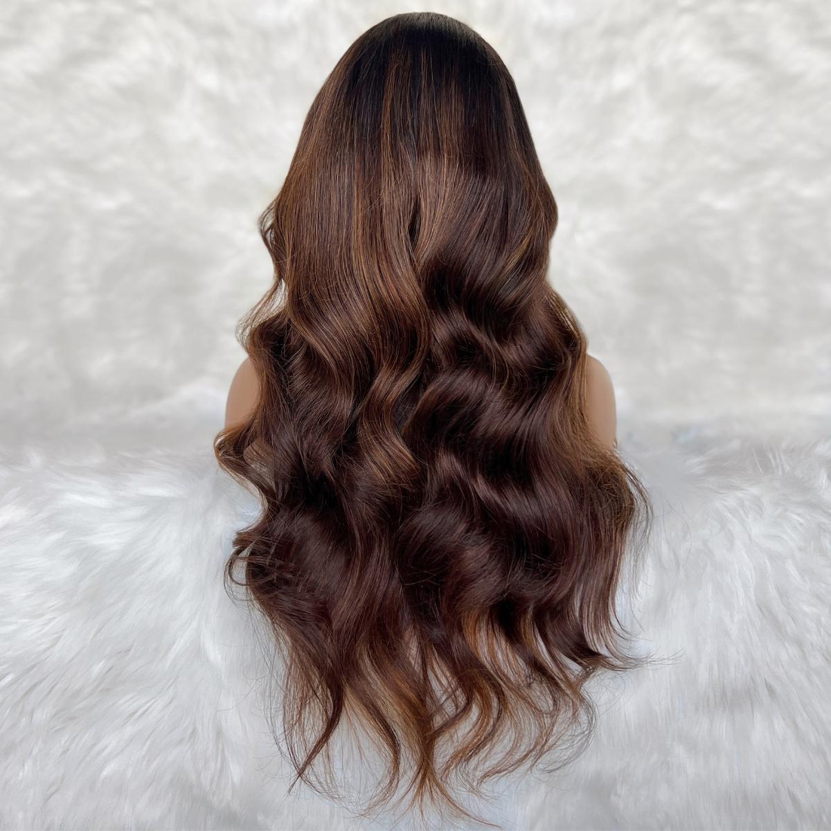 Peluca con cierre de cabello humano 100 % Raw Giselle sin pegamento 5x5 HD Lace, coloreada profesionalmente