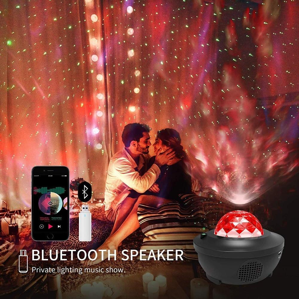 Nube LED STEVVEX con altavoz de música Bluetooth para dormitorio/sala de juegos/cine en casa de bebés y niños, luz nocturna ambiental, proyector de luz romántica, lámpara de cabecera y regalo de cumpleaños
