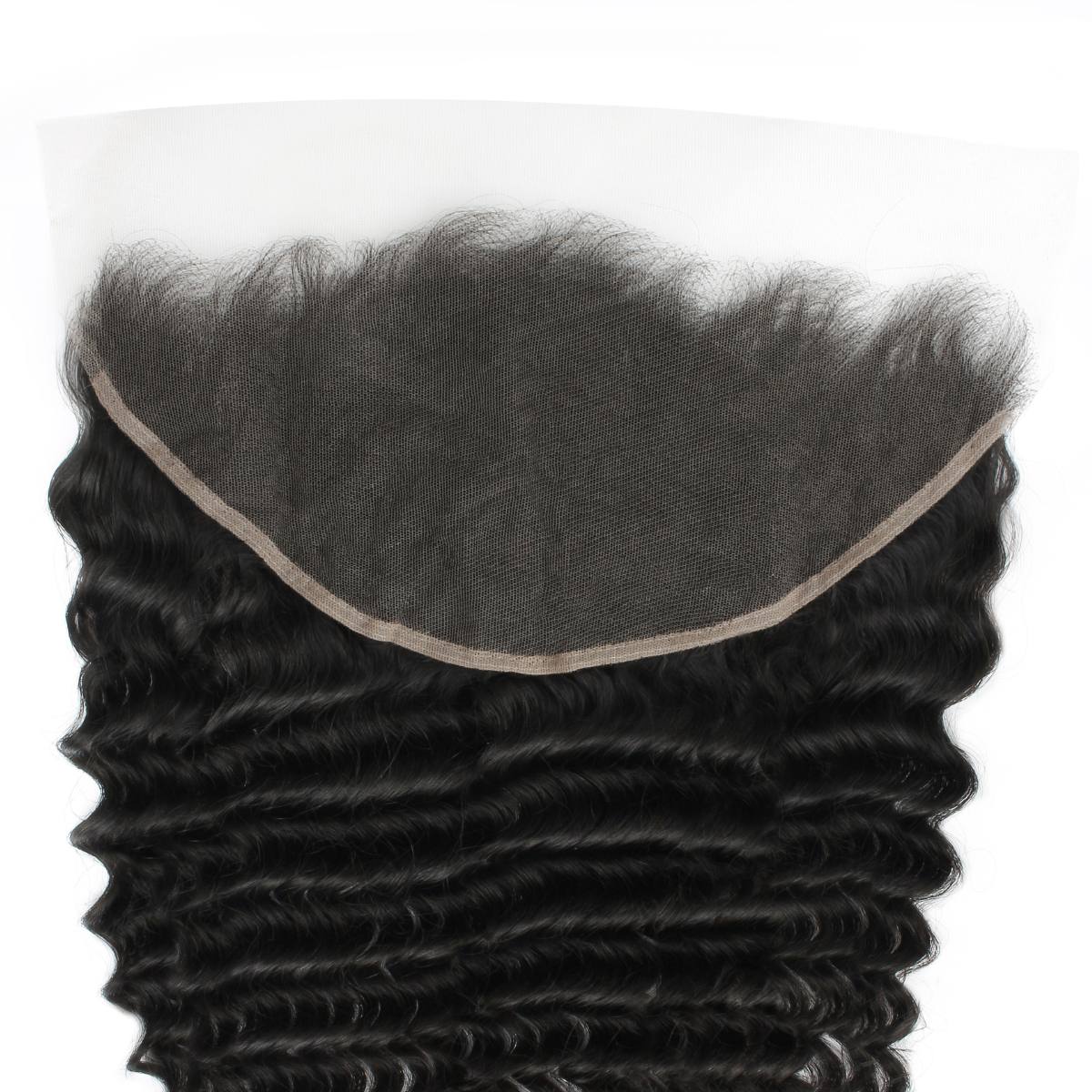 Frontal de cabello humano rizado profundo HD Lace de 13x6