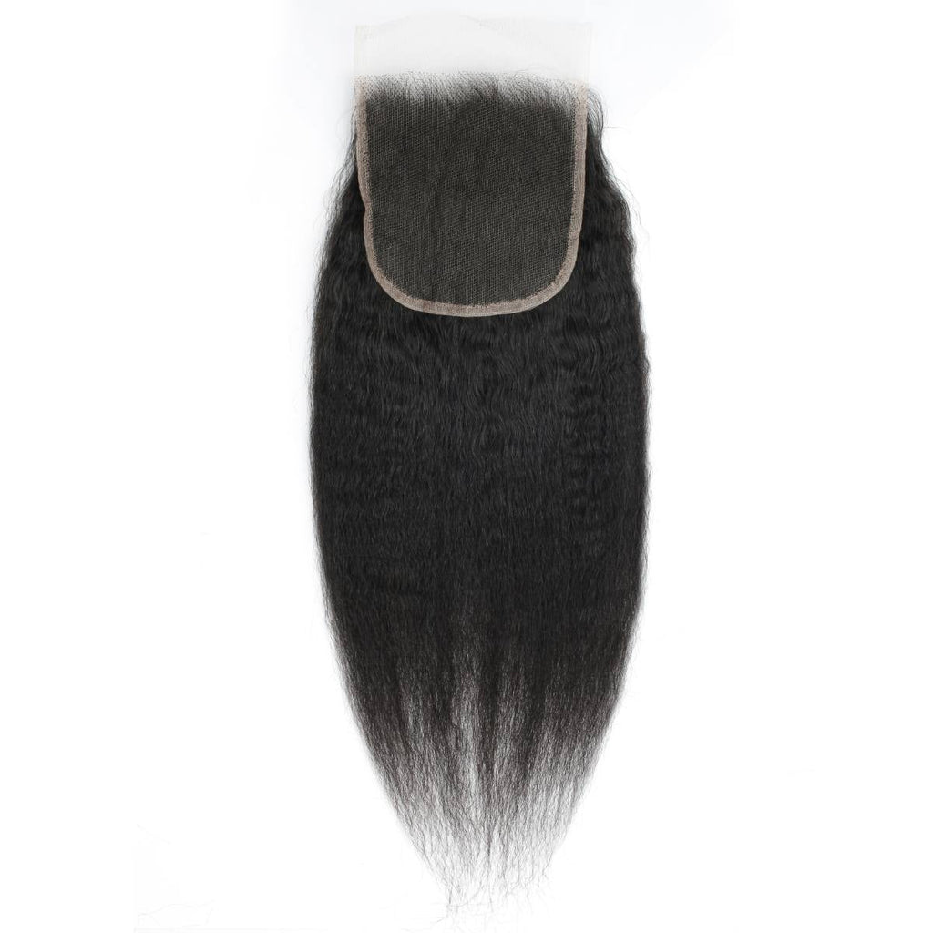 Cierre de cabello humano lacio con textura afro 5x5 HD Lace