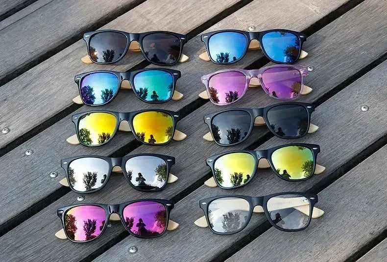 Ralferty Gafas de Sol Retro de Madera para Hombre, Gafas de Sol de Bambú para Mujer, Marca Deportiva, Gafas de Espejo UV400, Gafas de Sol Masculinas, Lunettes, Oculos