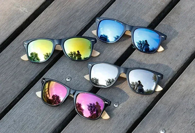 Ralferty Gafas de Sol Retro de Madera para Hombre, Gafas de Sol de Bambú para Mujer, Marca Deportiva, Gafas de Espejo UV400, Gafas de Sol Masculinas, Lunettes, Oculos