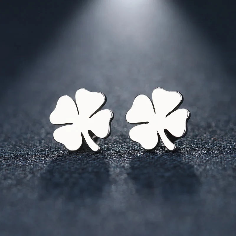 DOTIFI Stainless Steel Stud Earring For Women Man Clover Gold Color Lover's Engagement Jewelry Drop Shipping