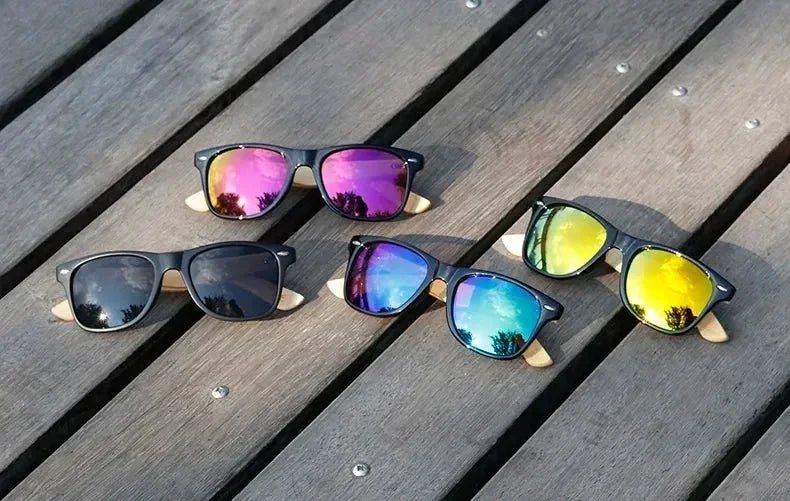 Ralferty Gafas de Sol Retro de Madera para Hombre, Gafas de Sol de Bambú para Mujer, Marca Deportiva, Gafas de Espejo UV400, Gafas de Sol Masculinas, Lunettes, Oculos