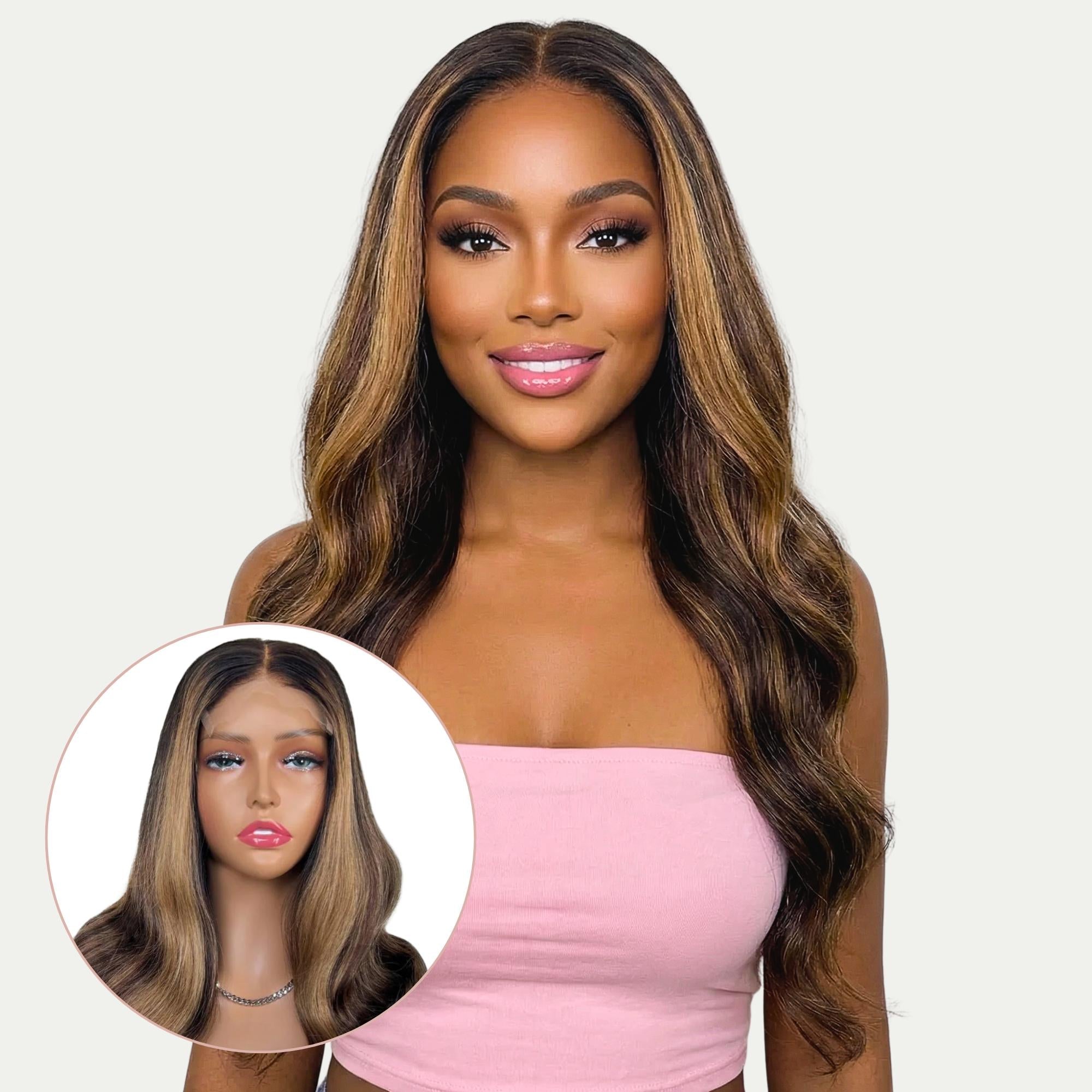 Peluca de cierre Harper sin pegamento 5x5 HD Lace, coloreada profesionalmente, 100% cabello humano.