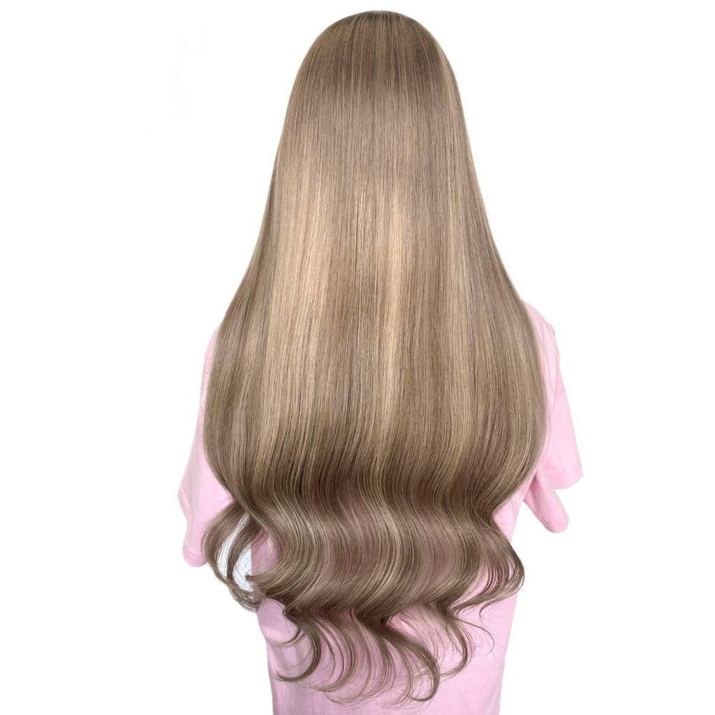 Peluca de cierre de encaje HD 5x5 sin pegamento, color avellana natural, teñida profesionalmente, 100% cabello humano