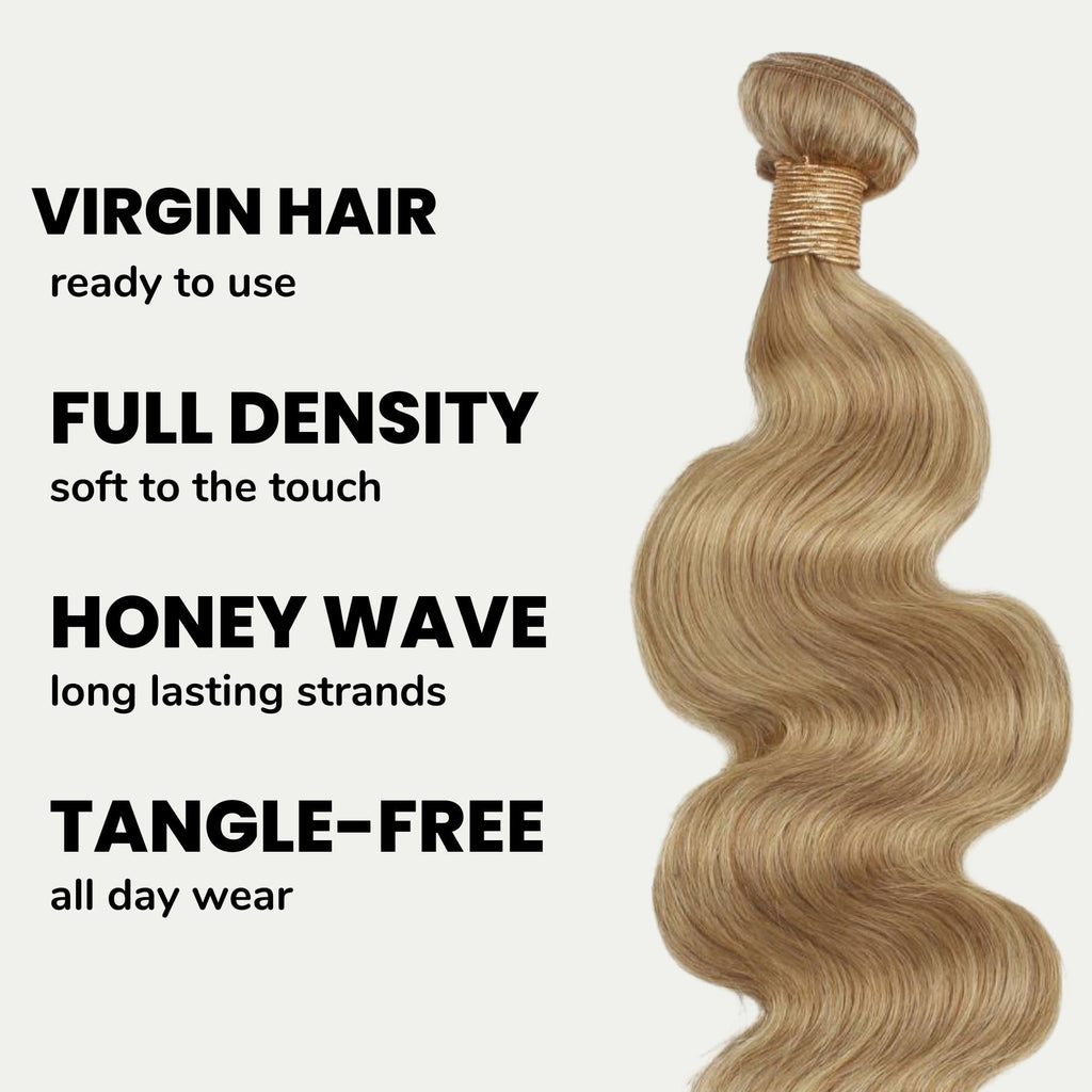 Extensiones de cabello 100% humano rubio miel ondulado