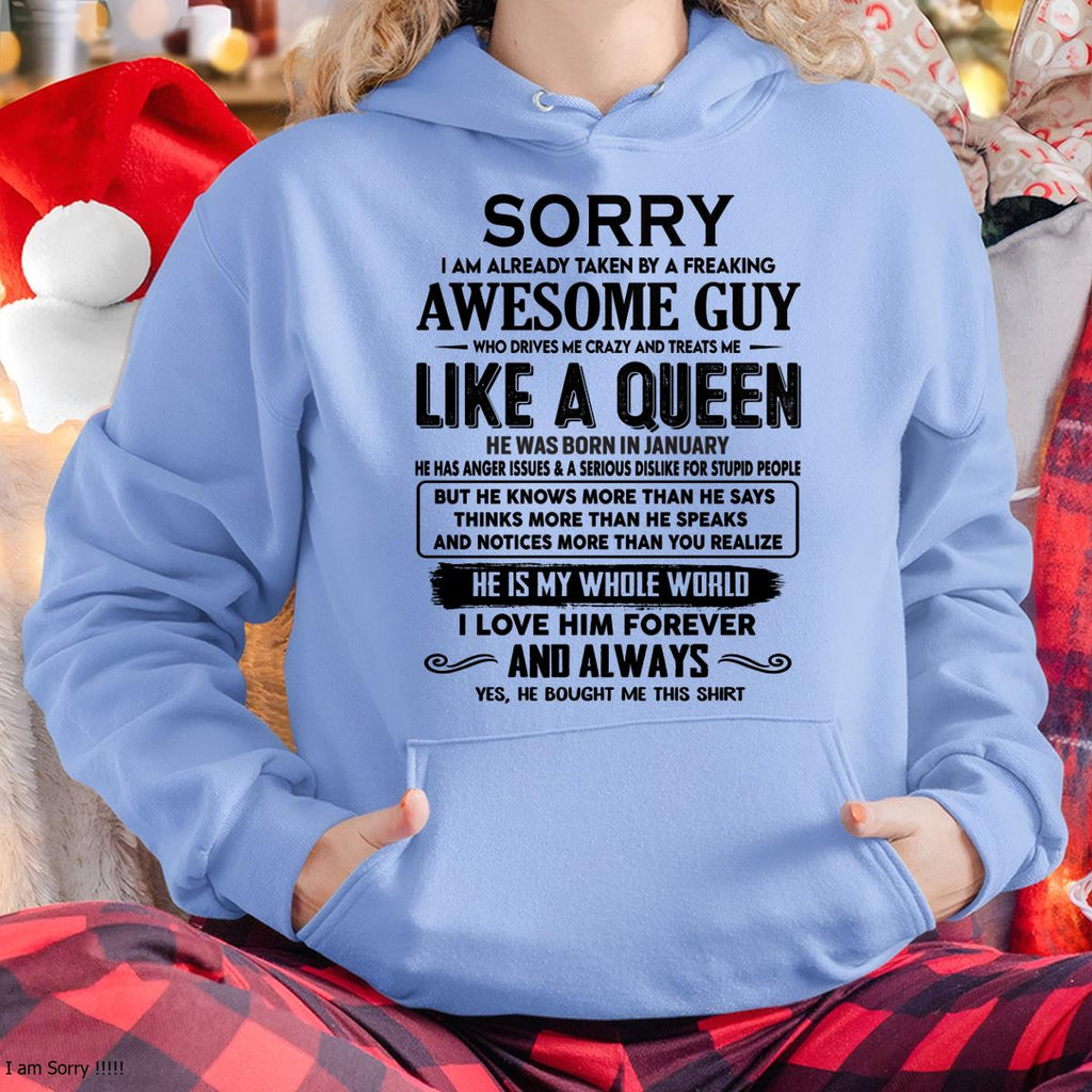 January - Sorry I am already taken by a freaking awesome guy - Gift for Wife From Husband - NGHL01 (SKU-SRG-01)