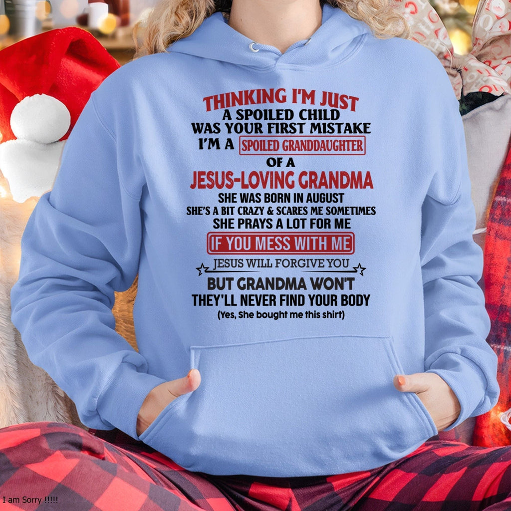 Camiseta de niña cristiana – Consentida por la abuela Edición de agosto – De la abuela a la nieta NGHL08 (SKU07-181-08)