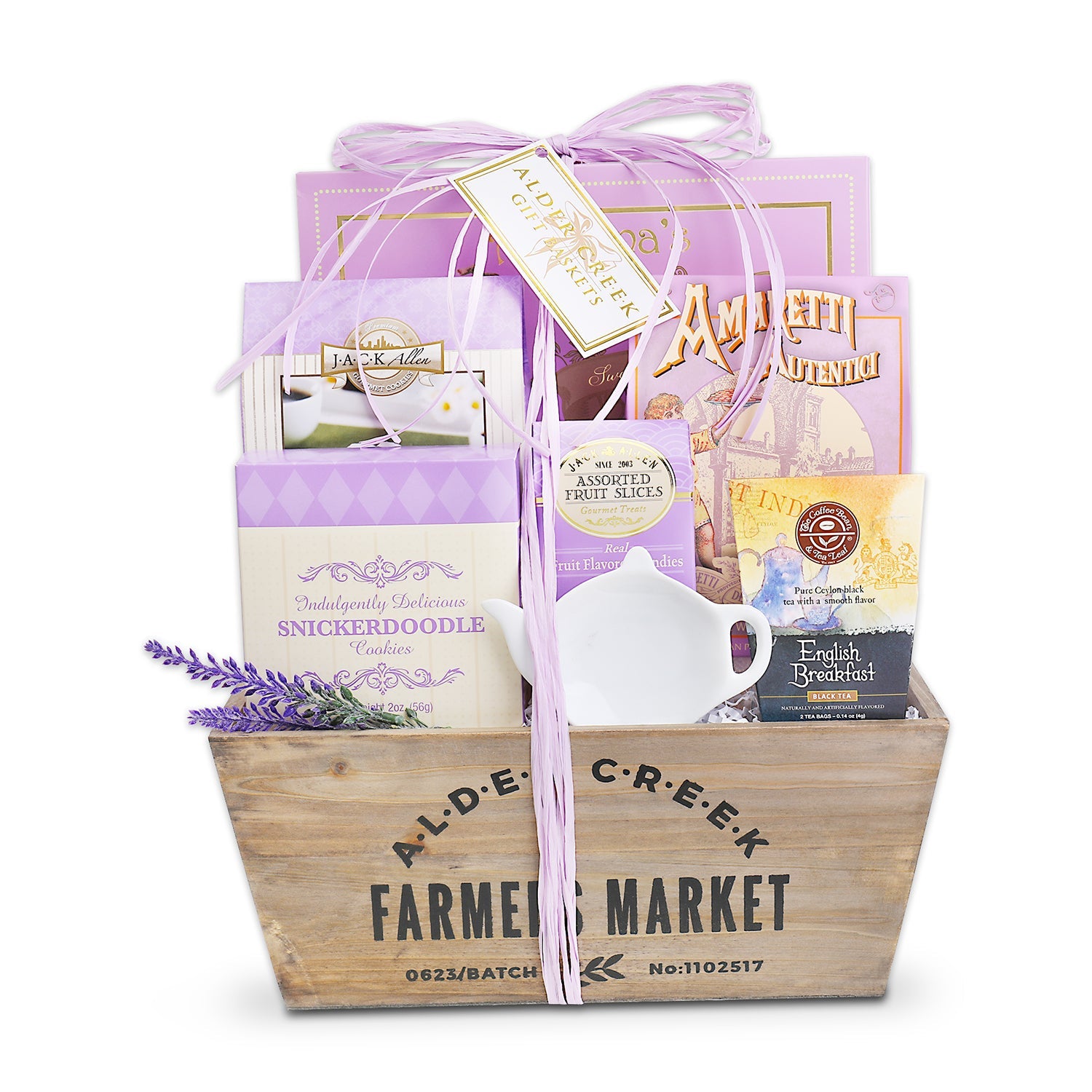 Cesta de regalo: Té relajante de lavanda
