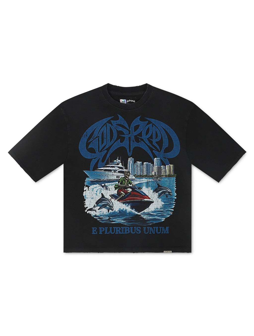 Playera de manga corta holgada GMYC Wave Runner de Godspeed - Negro