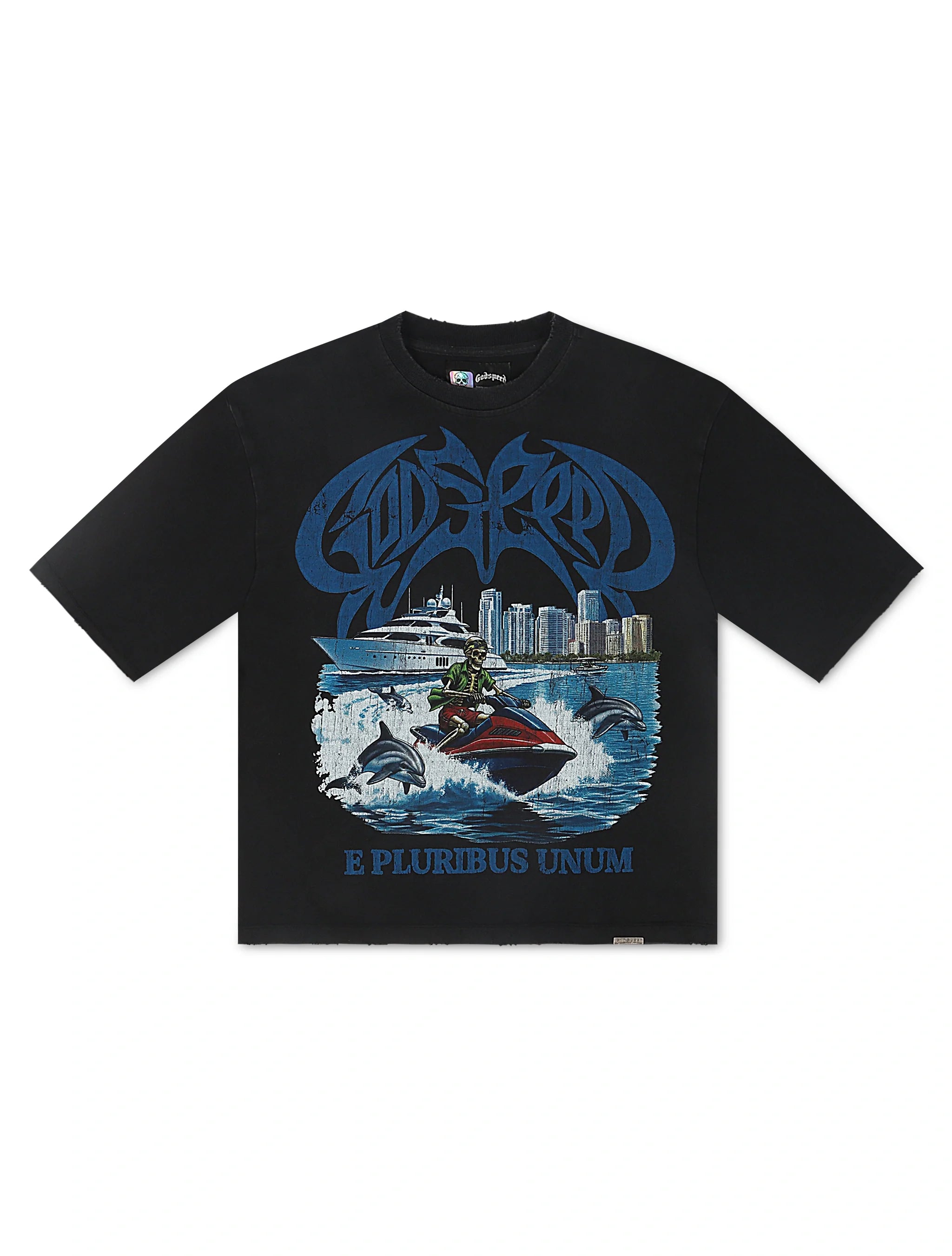 Playera de manga corta holgada GMYC Wave Runner de Godspeed - Negro
