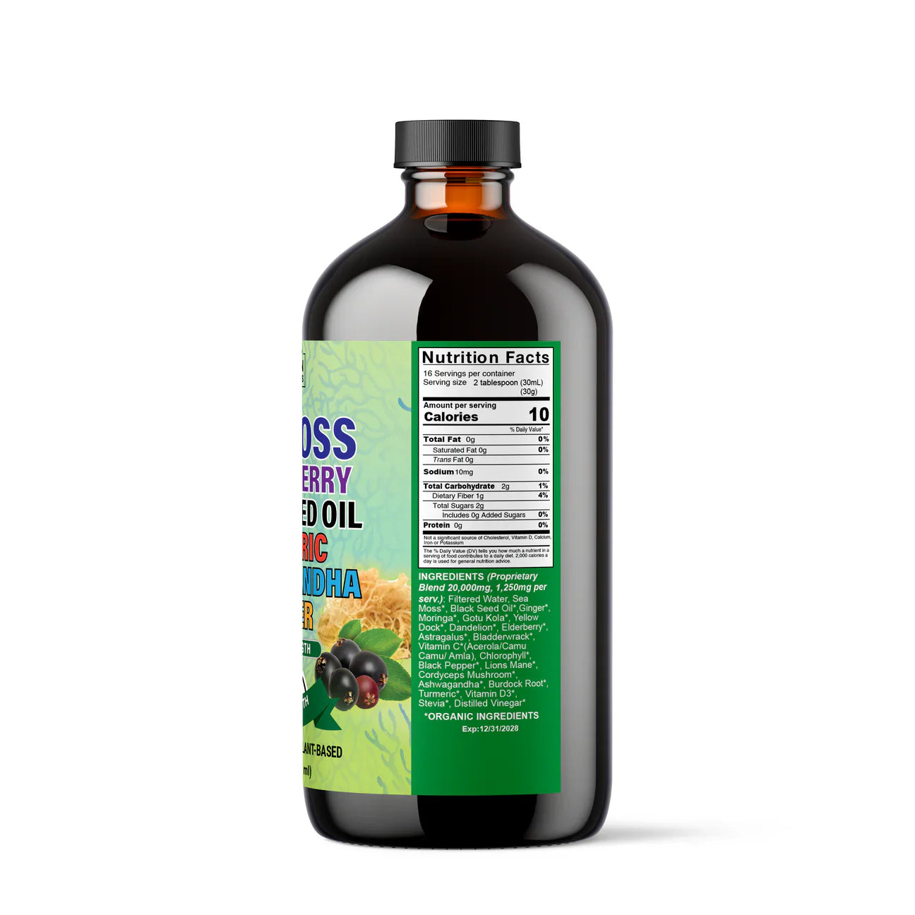 Sea Moss Supreme – Mezcla orgánica 21 en 1 de comino negro, saúco y adaptógenos