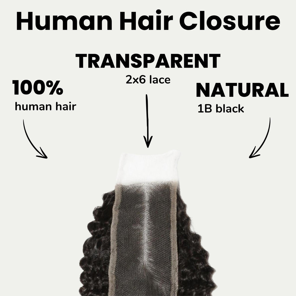 Jerry Curl 2x6 Transparent Lace Human Hair Closure