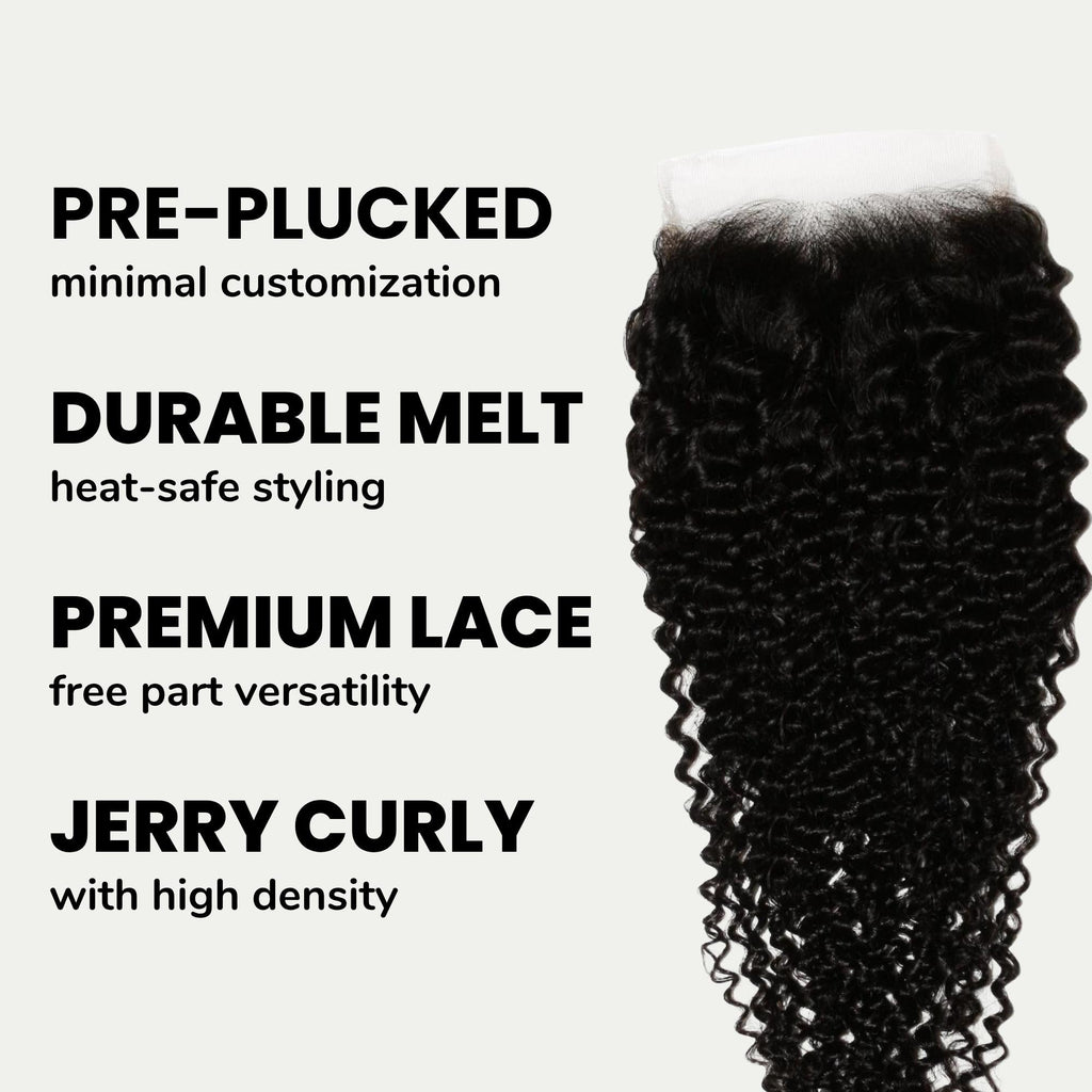 Jerry Curl 4x4 Transparent Lace Human Hair Closure