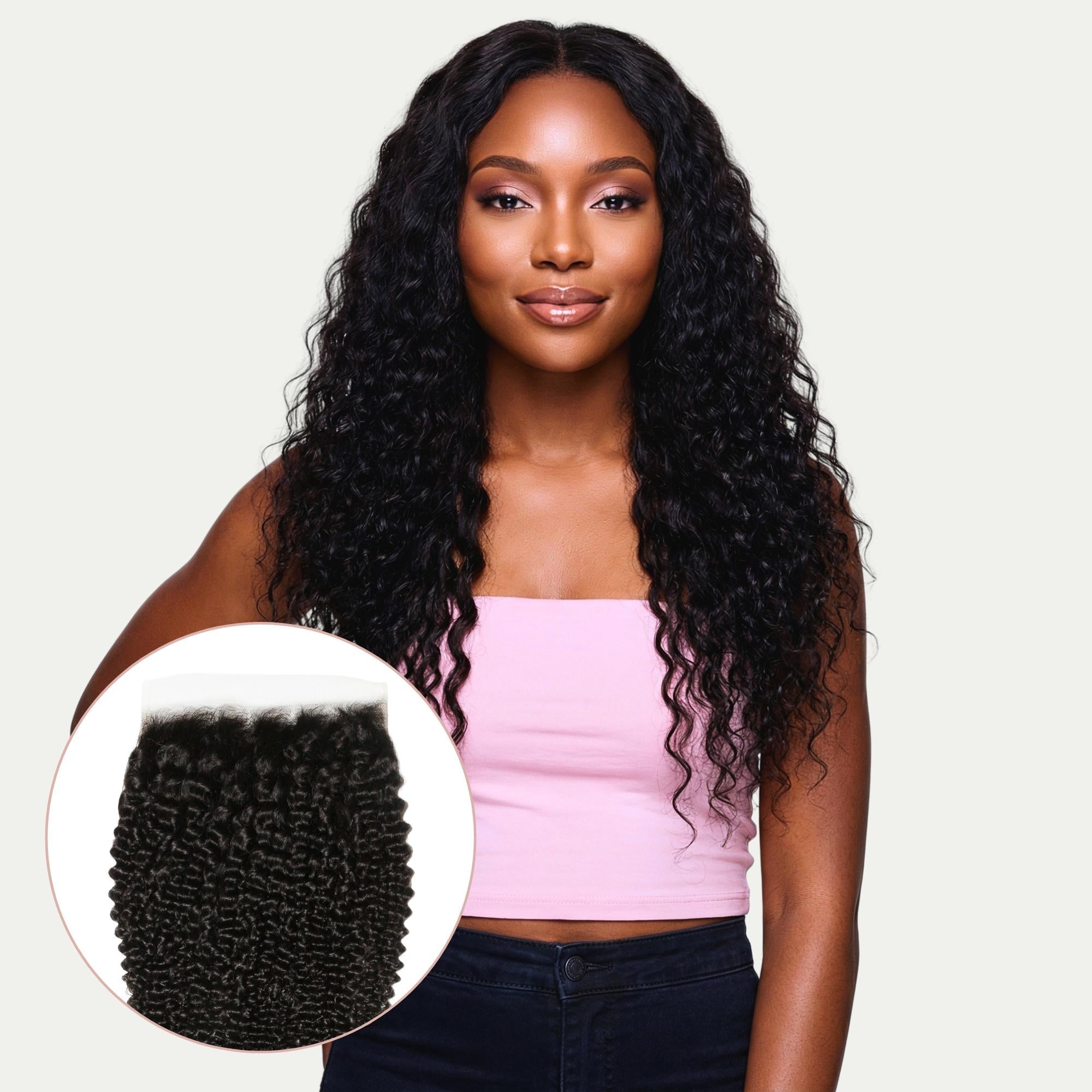 Cierre de pelo humano Jerry Curl 7x7 HD Lace