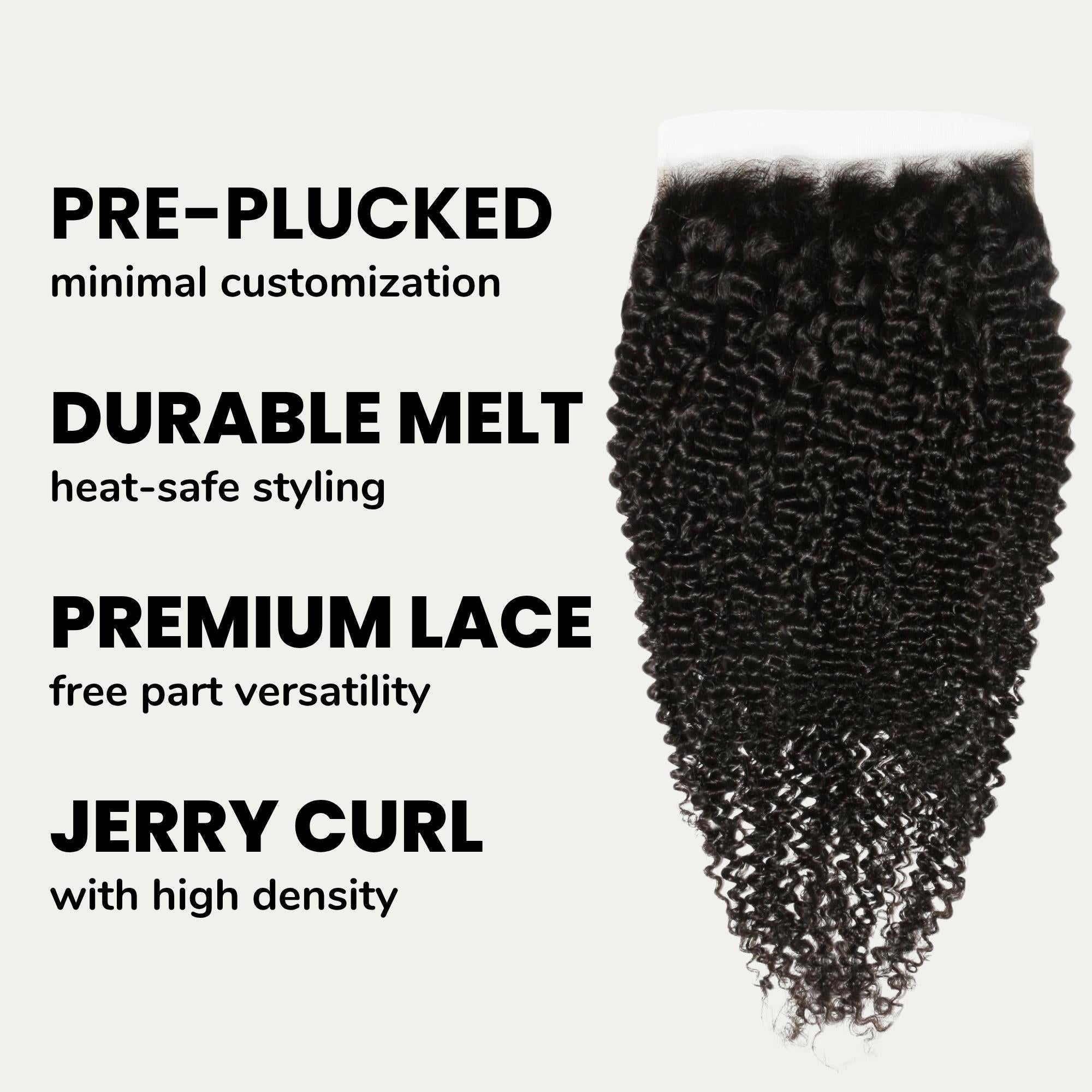 Cierre de pelo humano Jerry Curl 7x7 HD Lace