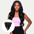 Frontal de cabello humano Jet Black Body Wave de encaje HD 13x6