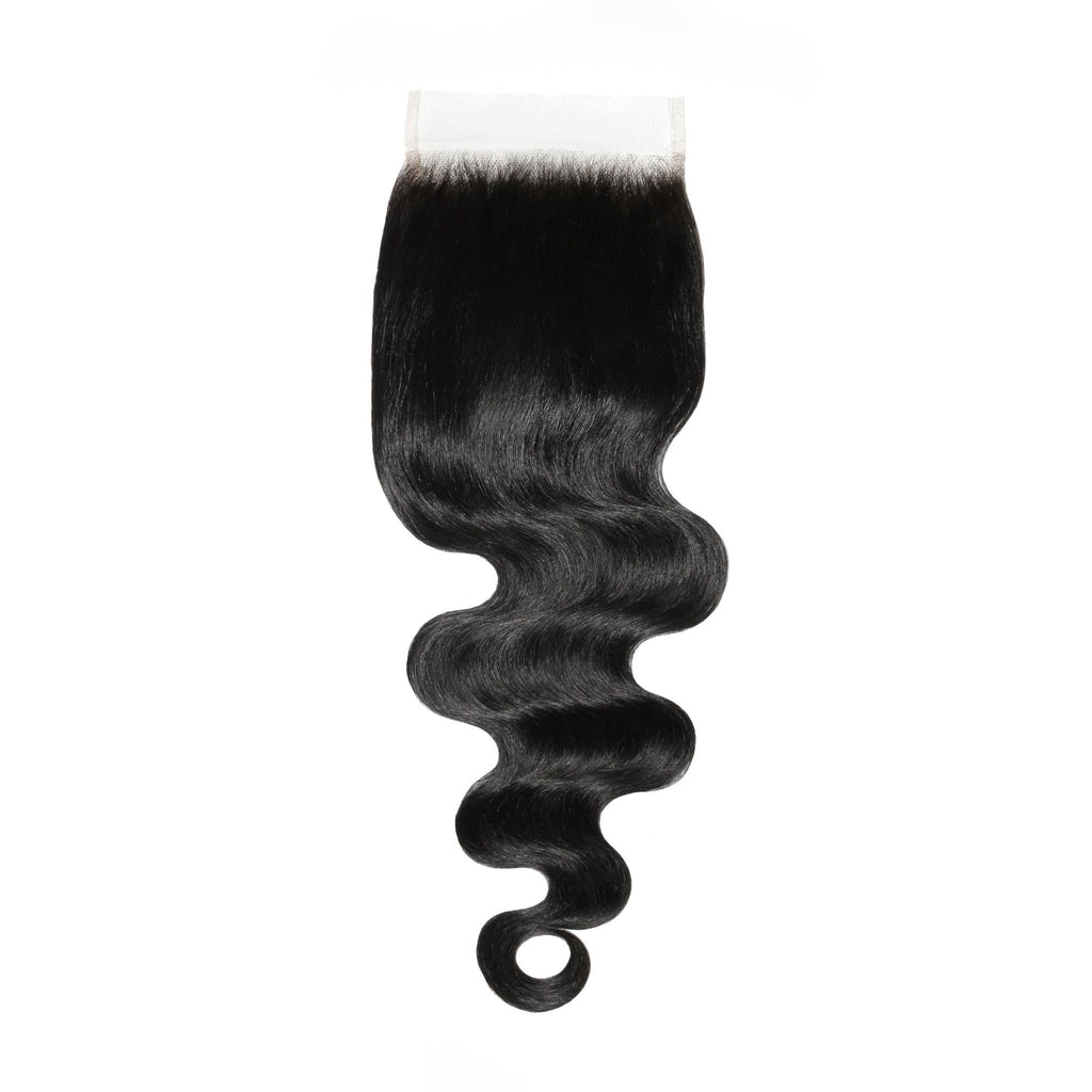 Cierre de cabello humano de encaje HD 5x5 ondulado color negro azabache