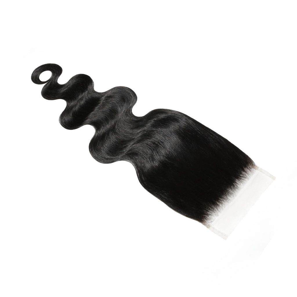 Cierre de cabello humano de encaje HD 5x5 ondulado color negro azabache