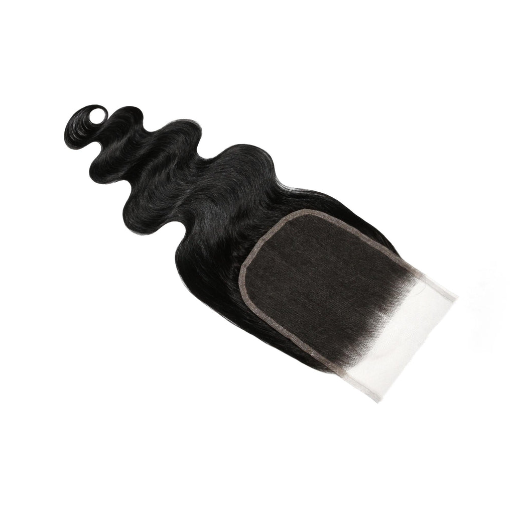 Cierre de cabello humano de encaje HD 5x5 ondulado color negro azabache