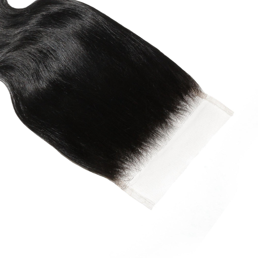 Cierre de cabello humano de encaje HD 5x5 ondulado color negro azabache