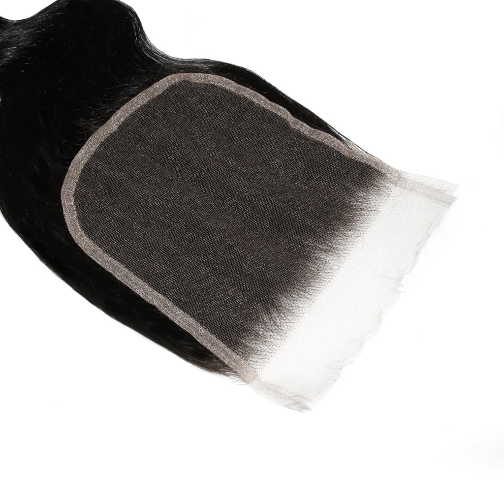 Cierre de cabello humano de encaje HD 5x5 ondulado color negro azabache