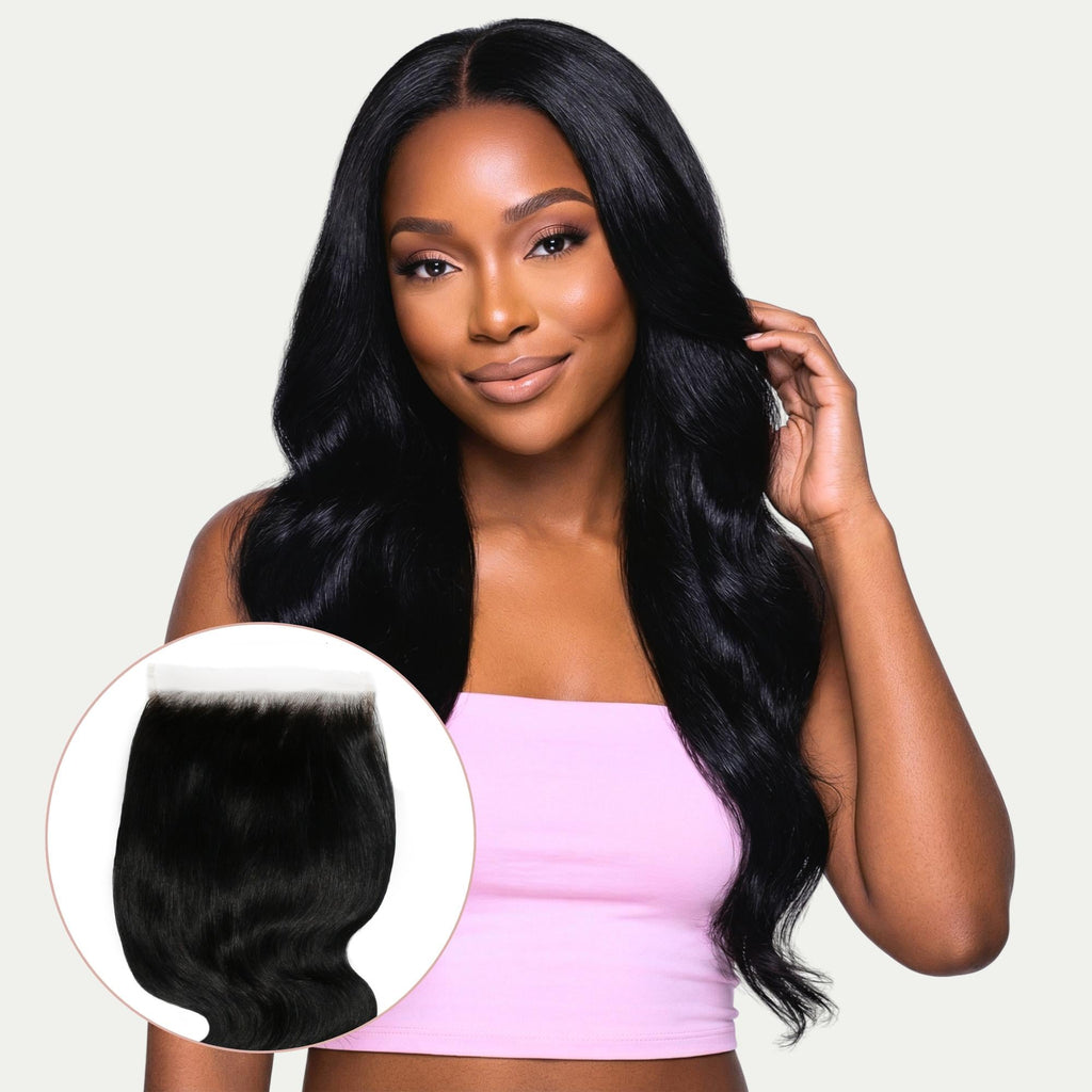 Cierre de Cabello Humano con Encaje HD de 6x6, Ondulado, Negro Azabache