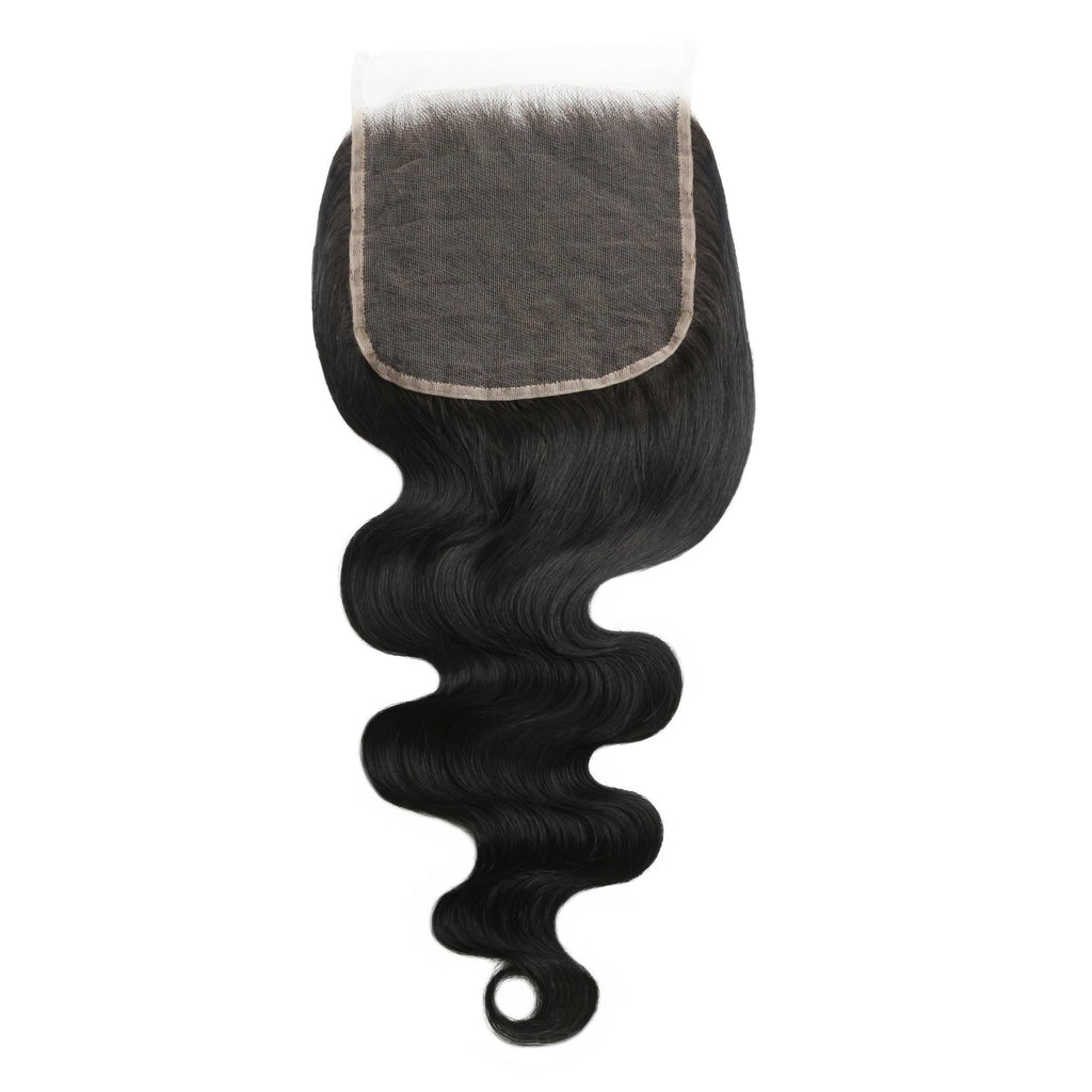 Cierre de Cabello Humano con Encaje HD de 6x6, Ondulado, Negro Azabache