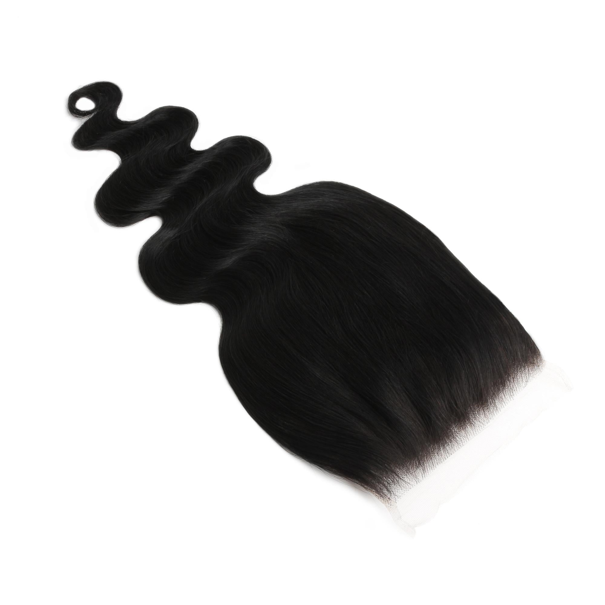 Cierre de Cabello Humano con Encaje HD de 6x6, Ondulado, Negro Azabache