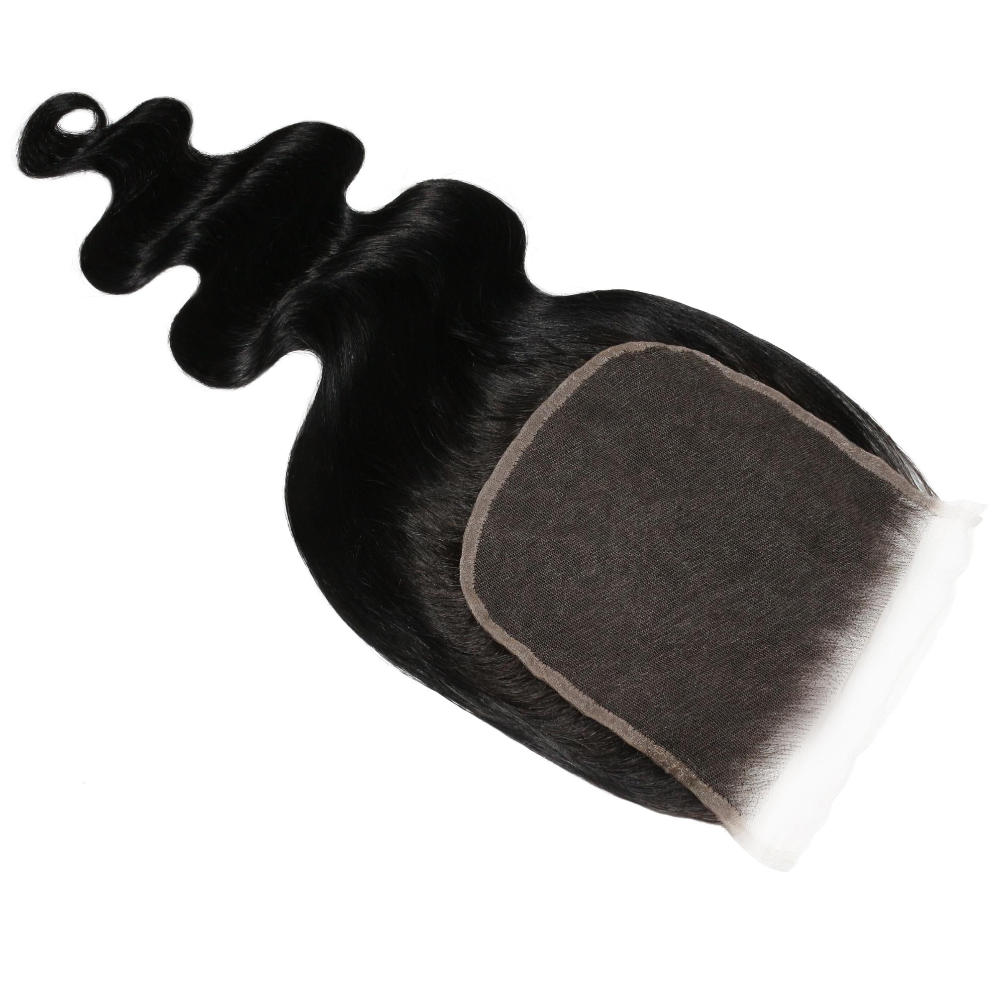Cierre de Cabello Humano con Encaje HD de 6x6, Ondulado, Negro Azabache