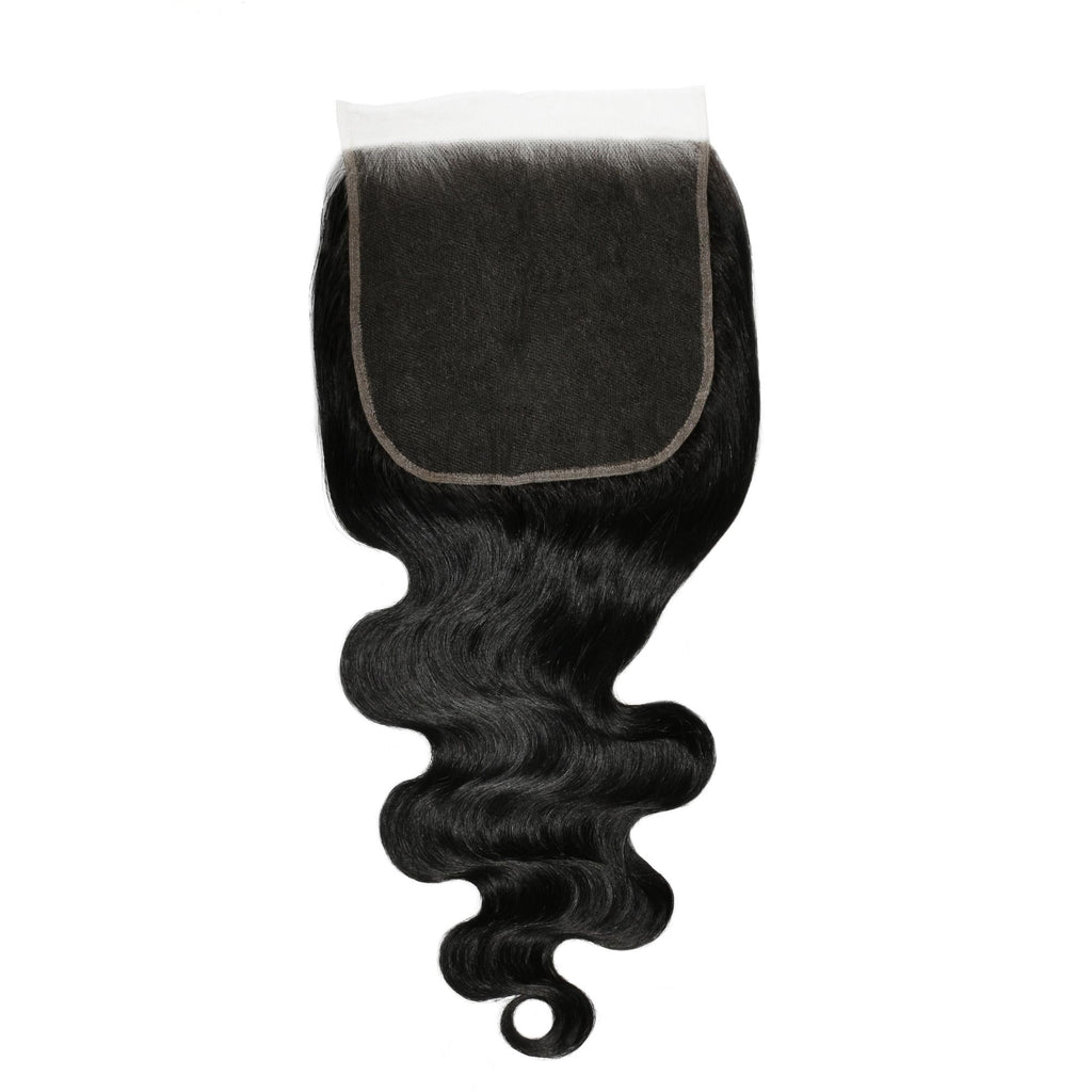 Cierre de cabello humano Jet Black Body Wave 7x7 HD Lace