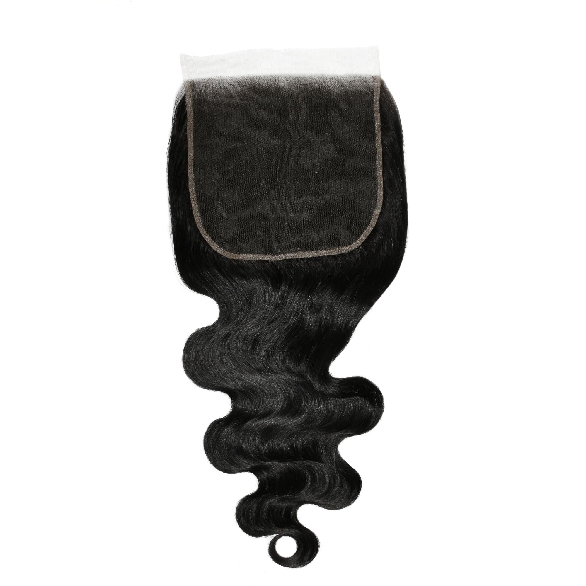 Cierre de cabello humano Jet Black Body Wave 7x7 HD Lace
