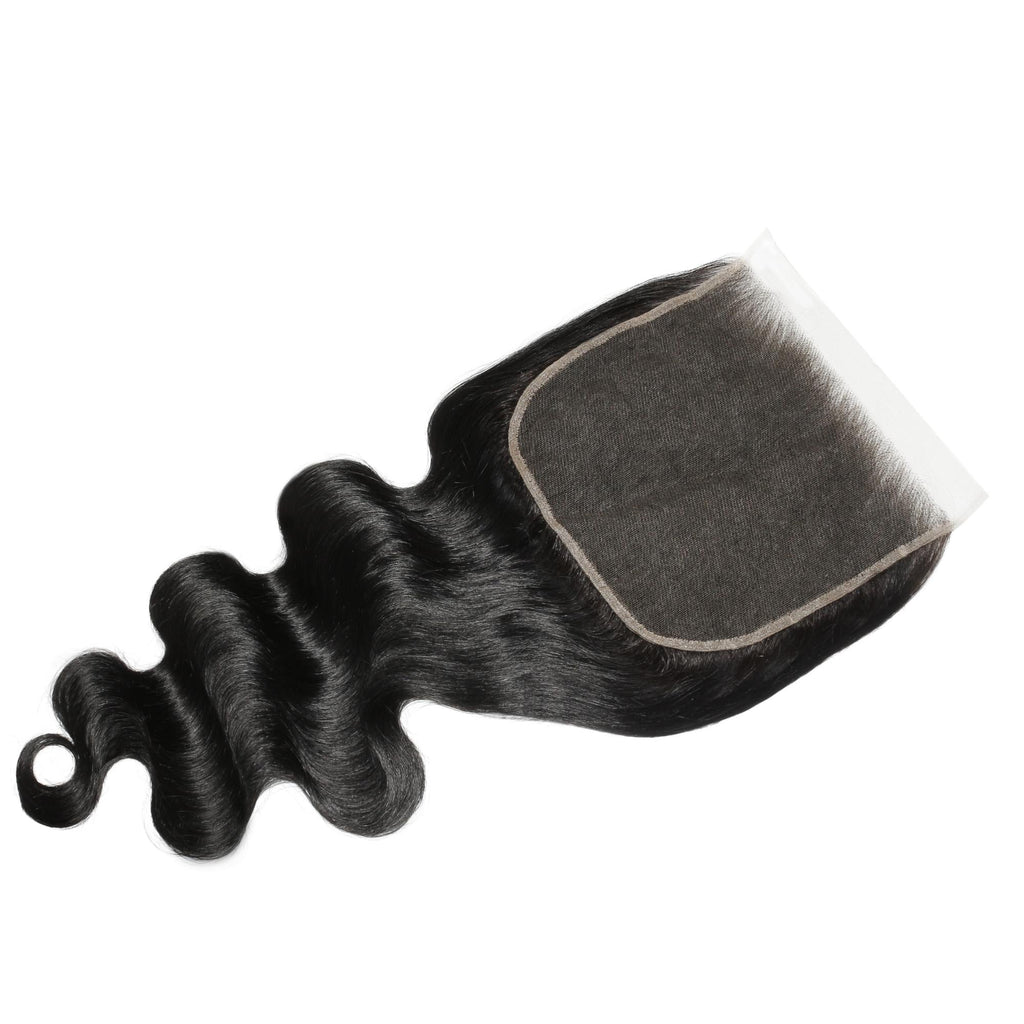 Cierre de cabello humano Jet Black Body Wave 7x7 HD Lace
