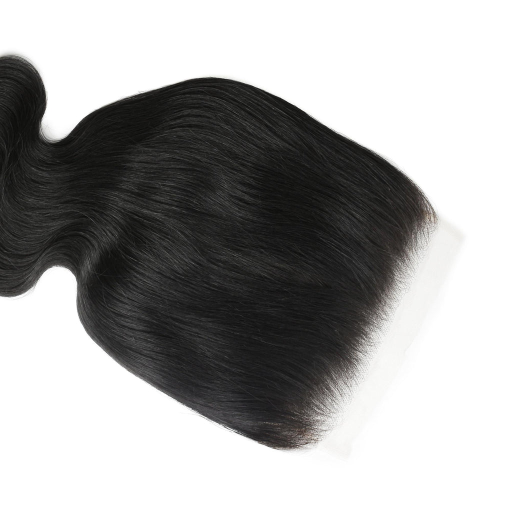 Cierre de cabello humano Jet Black Body Wave 7x7 HD Lace
