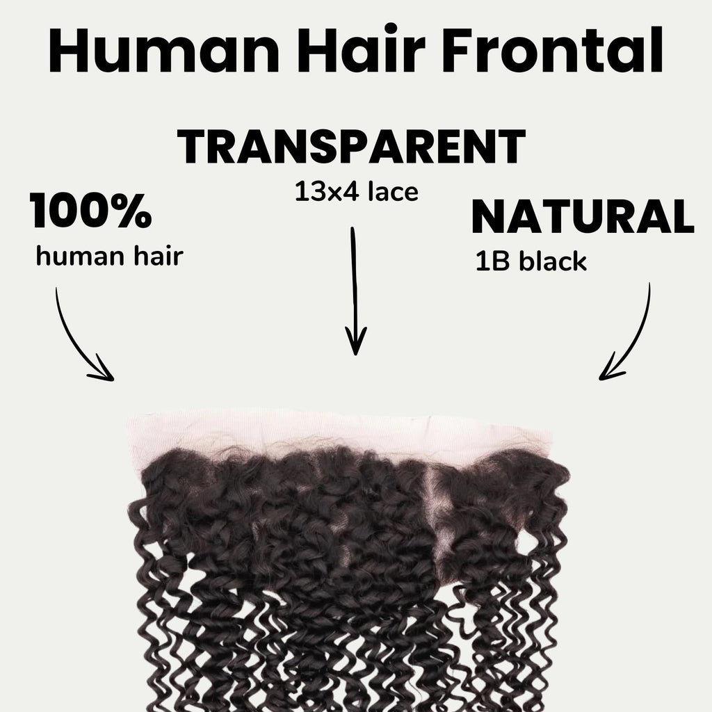 Frontal de cabello humano de encaje transparente Kinky Curly 13x4