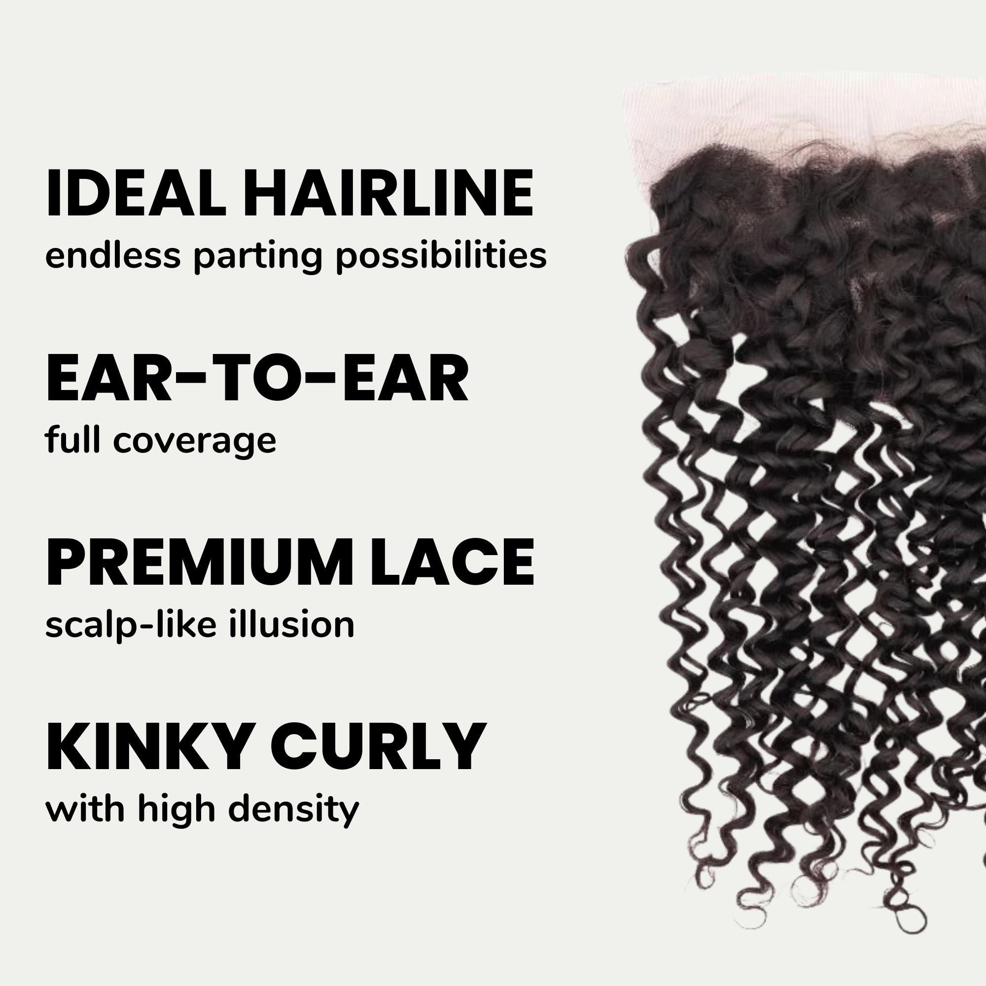 Frontal de cabello humano de encaje transparente Kinky Curly 13x4