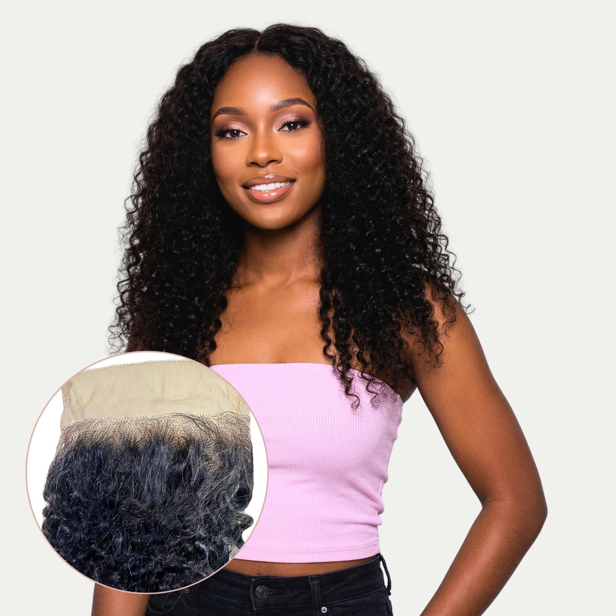 Cierre de cabello humano con encaje transparente 4x4 Kinky Curly