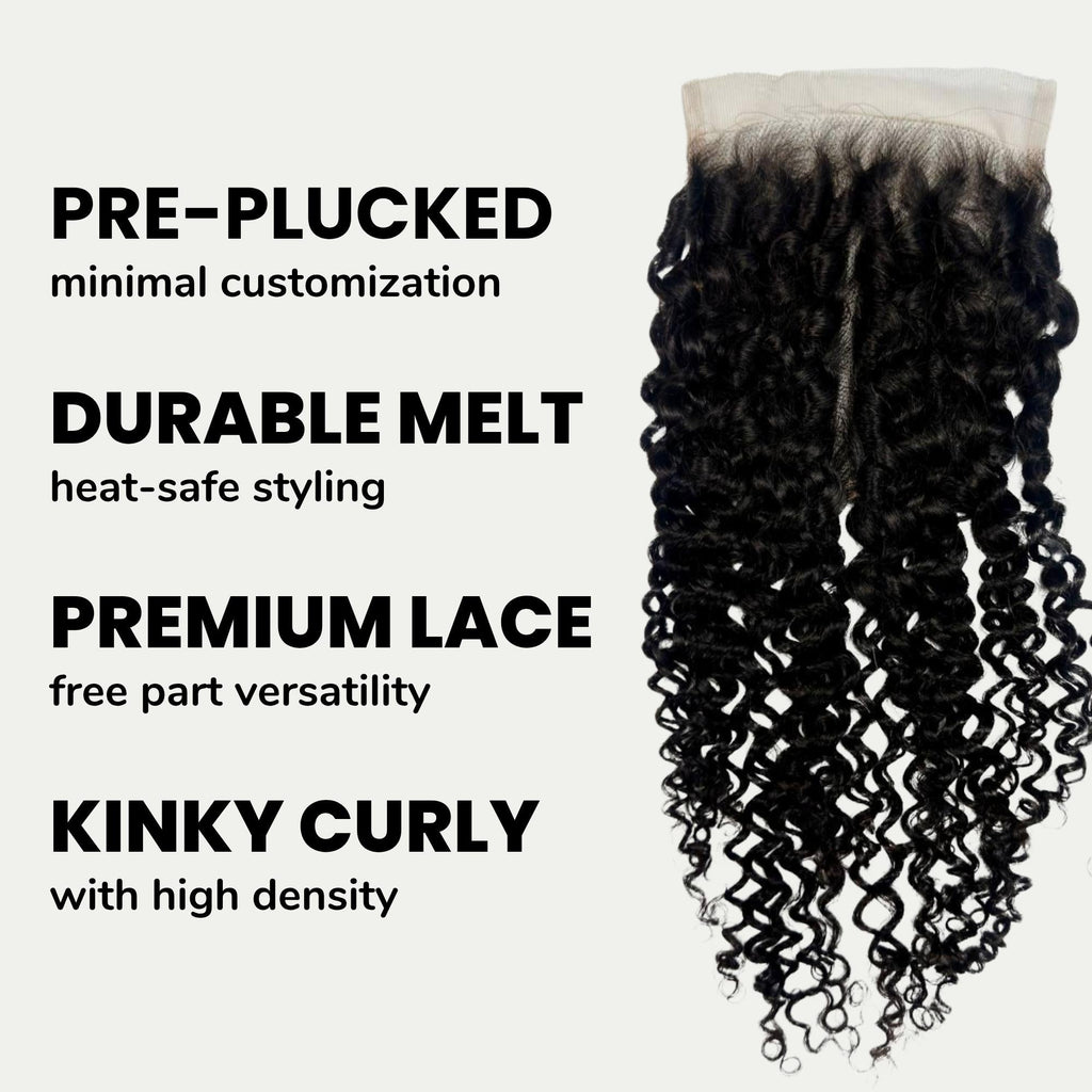 Cierre de Cabello Humano Kinky Curly 5x5 HD Lace