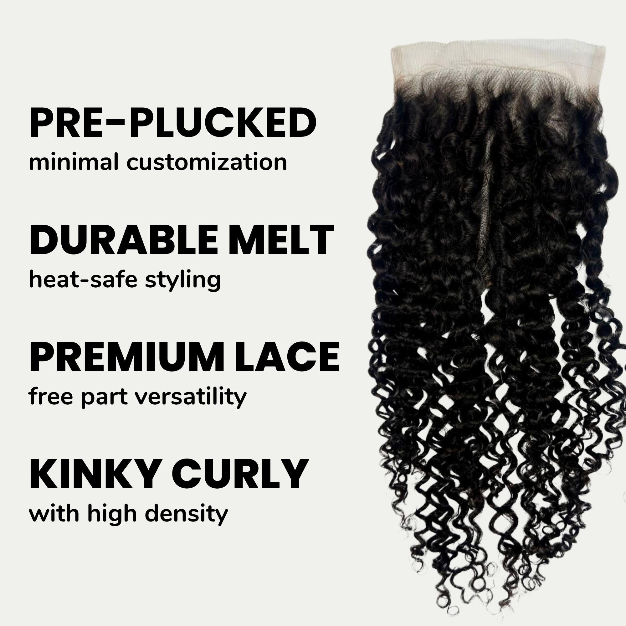 Cierre de Cabello Humano Kinky Curly 5x5 HD Lace