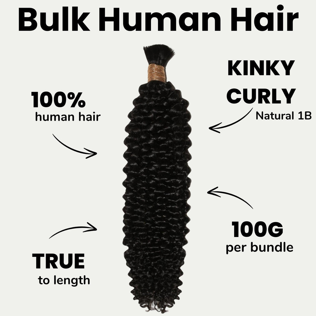 Cabello Para Trenzas Rizado Kinky 100% Humano a Granel