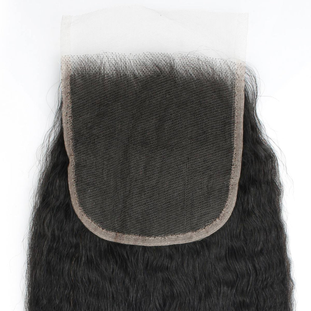Cierre de cabello humano lacio con textura afro 5x5 HD Lace