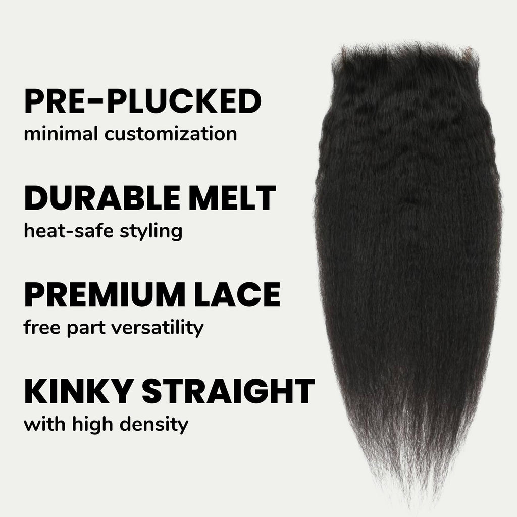 Cierre de cabello humano lacio con textura afro 5x5 HD Lace