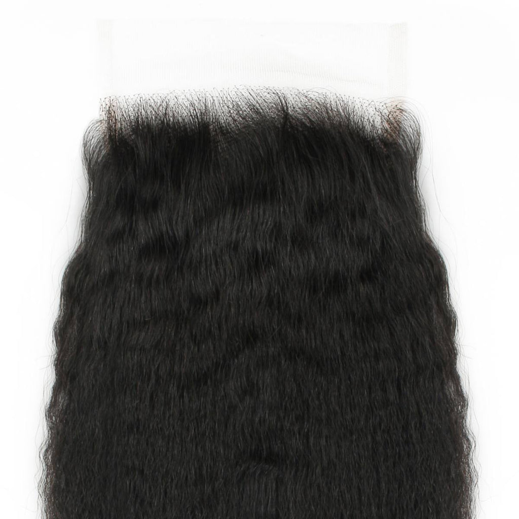 Cierre de cabello humano lacio con textura afro 5x5 HD Lace