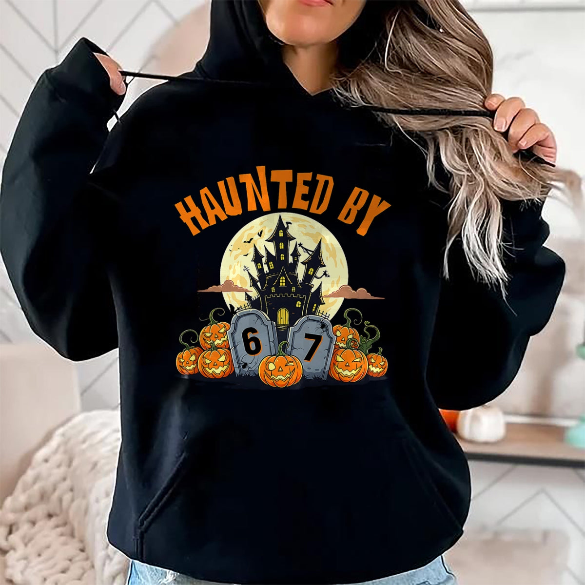 67 Funny Six Seven Gen Alpha Z Halloween 67 Haunted by 67 T-Shirt - Halloween Unisex Hoodie - NGHL00